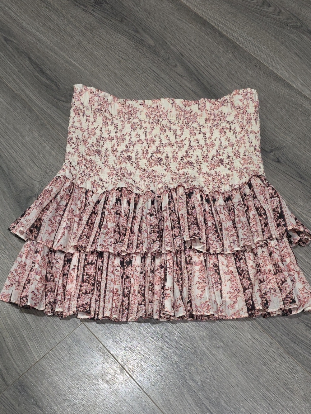 EUC Isabel Ètoile Marant Floral Tiered Mini Skirt - Pink Floral